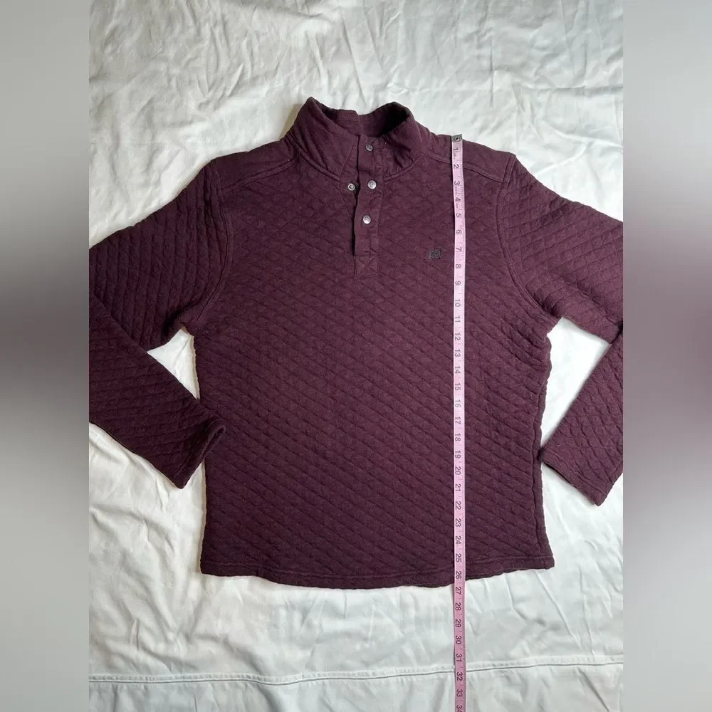Avalanche Outdoor Quilted Burgundy Pullover Cozy Cotton Blend, Snap Front Large - Picture 7 of 11